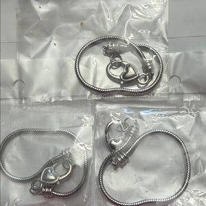 * NEW* Pugster Silver Heart Charm Bracelets